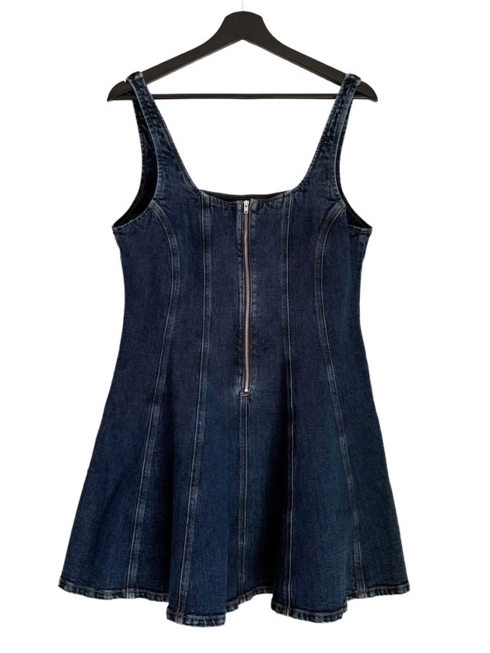 Dynamite Dark Blue Denim Mini Dress Fit And Flare Corset Bustier Flattering Cami - Picture 4 of 6